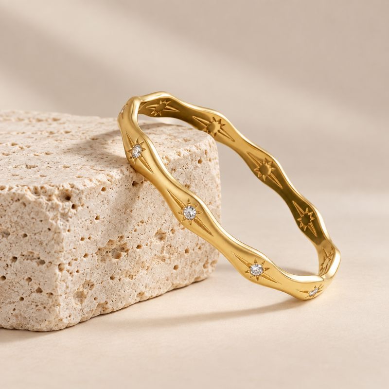 Bracelet Jonc Ondulé Étoiles Scintillantes