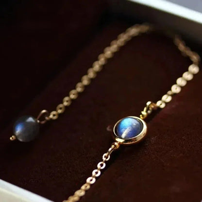 Bracelet Labradorite Femme Dorée Reflet Bleu