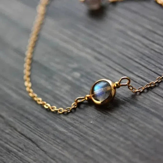 Bracelet Labradorite Femme Dorée Reflet Bleu
