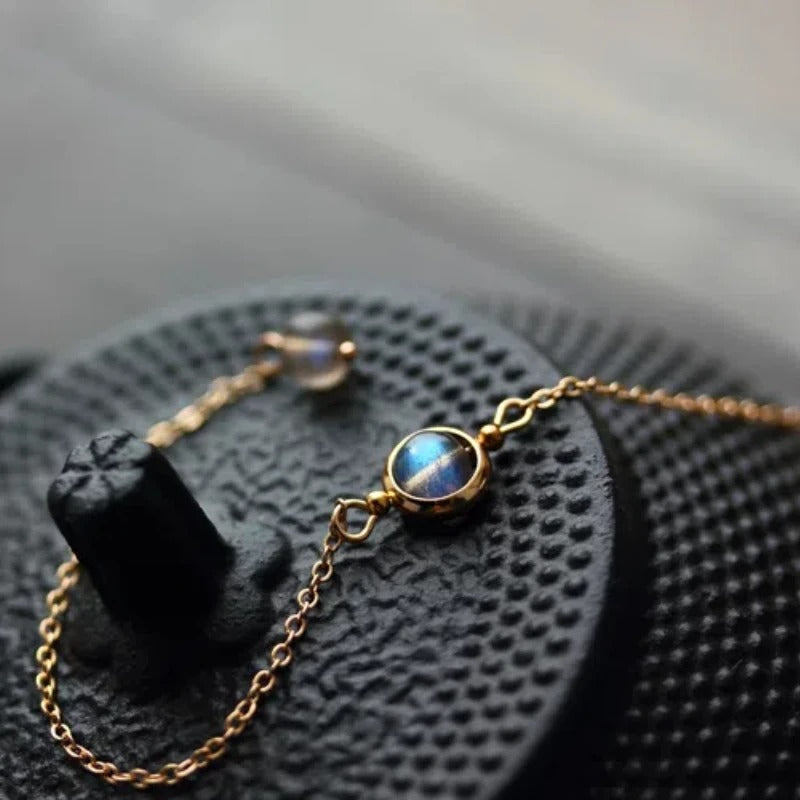 Bracelet Labradorite Femme Dorée Reflet Bleu
