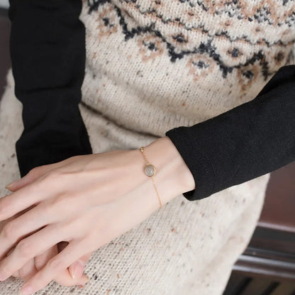 Bracelet Labradorite Femme Minérale Et Dorée