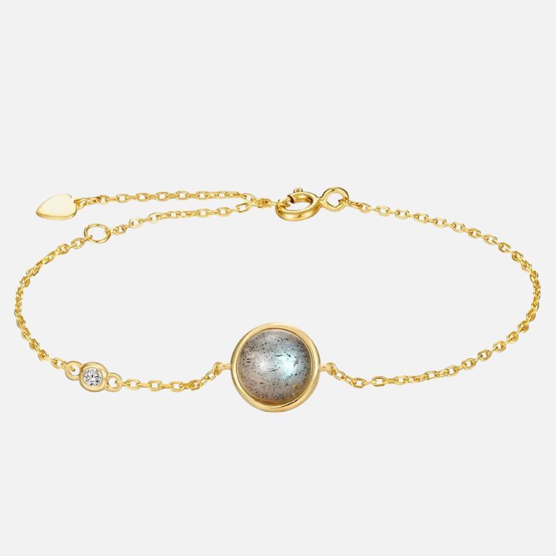 Bracelet Labradorite Femme Minérale Et Dorée