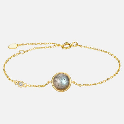 Bracelet Labradorite Femme Minérale Et Dorée