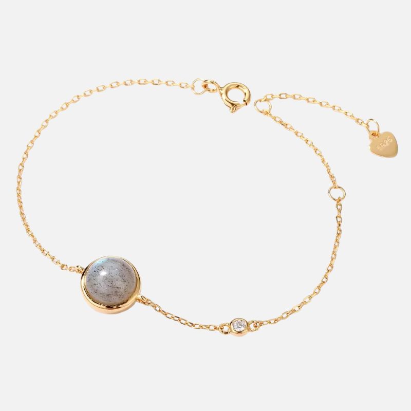 Bracelet Labradorite Femme Minérale Et Dorée