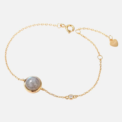 Bracelet Labradorite Femme Minérale Et Dorée