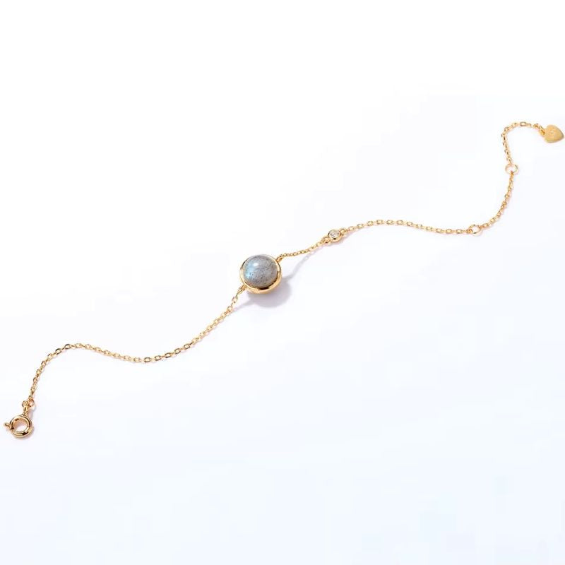 Bracelet Labradorite Femme Minérale Et Dorée