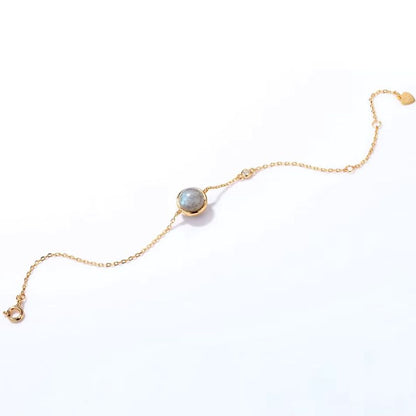 Bracelet Labradorite Femme Minérale Et Dorée