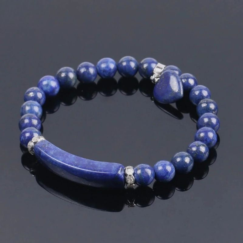 Bracelet Lapis Lazuli Femme Cœur Pierre Naturelle