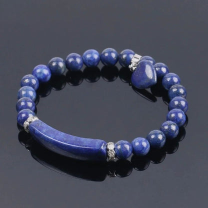 Bracelet Lapis Lazuli Femme Cœur Pierre Naturelle