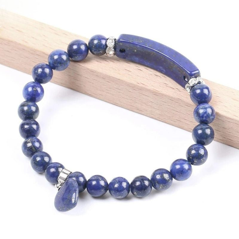 Bracelet Lapis Lazuli Femme Cœur Pierre Naturelle
