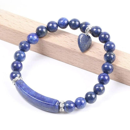 Bracelet Lapis Lazuli Femme Cœur Pierre Naturelle