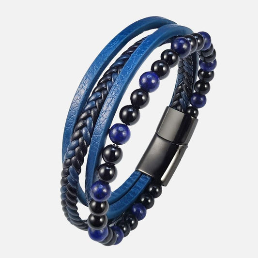 Bracelet Lapis Lazuli Homme Fermoir Métal