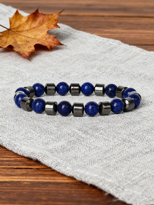 Bracelet Lapis Lazuli Homme Et Hématite Noire