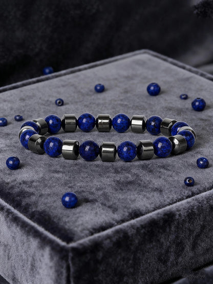 Bracelet Lapis Lazuli Homme Et Hématite Noire
