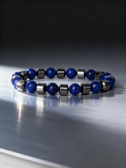 Bracelet Lapis Lazuli Homme Et Hématite Noire