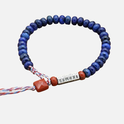 Bracelet Lapis Lazuli Homme Avec Jaspe Rouge Et Gravure