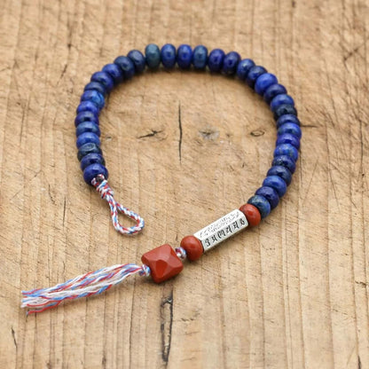 Bracelet Lapis Lazuli Homme Avec Jaspe Rouge Et Gravure