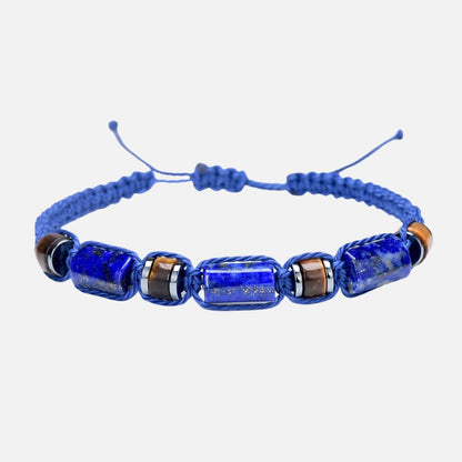 Bracelet Lapis Lazuli Homme Œil de Tigre Cordon