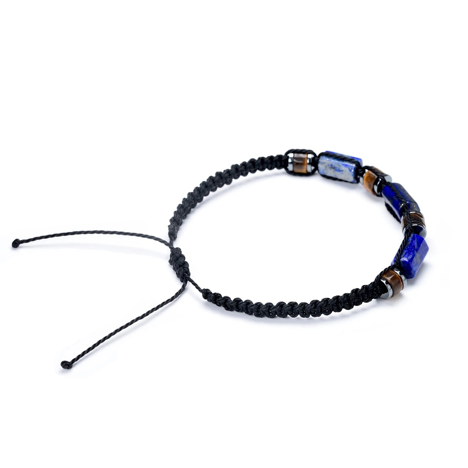 Bracelet Lapis Lazuli Homme Œil de Tigre Cordon
