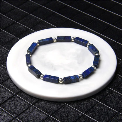 Bracelet Lapis Lazuli Homme Perles Rectangles