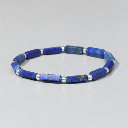 Bracelet Lapis Lazuli Homme Perles Rectangles