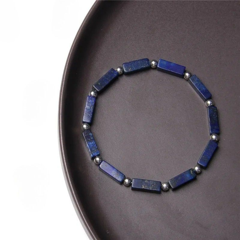 Bracelet Lapis Lazuli Homme Perles Rectangles