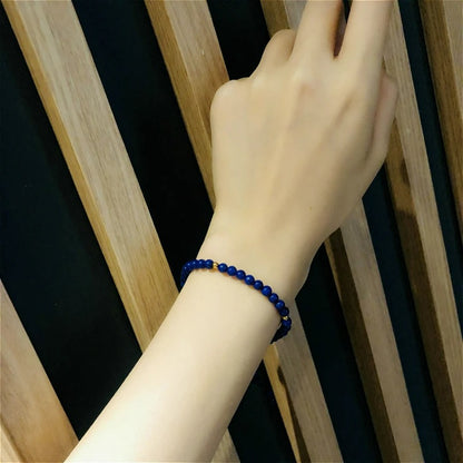 Bracelet Lapis Lazuli Homme Perles Rondes et Cordon