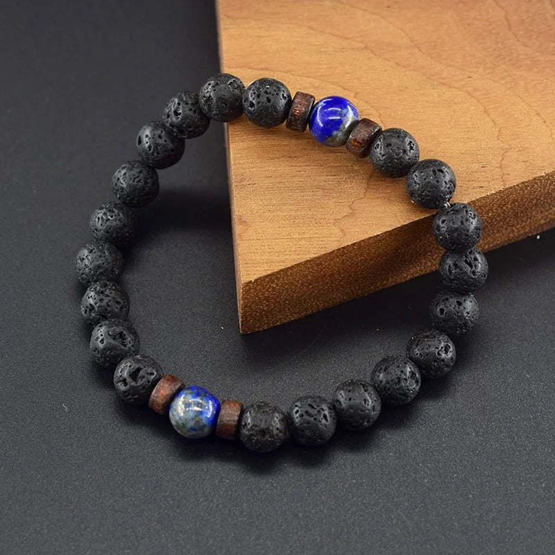 Bracelet Lapis Lazuli Homme Pierre De Lave