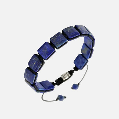 Bracelet Lapis Lazuli Homme Plaquettes Carrées Cordon