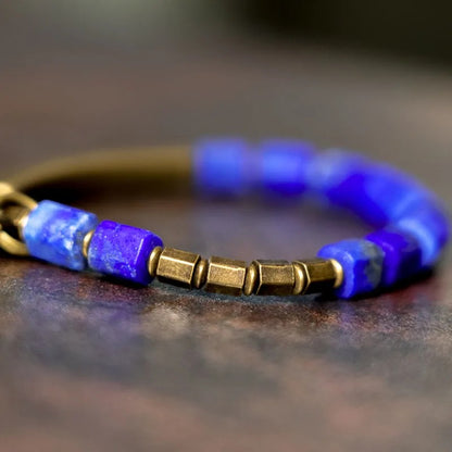 Bracelet Lapis Lazuli Perles Laiton Doré