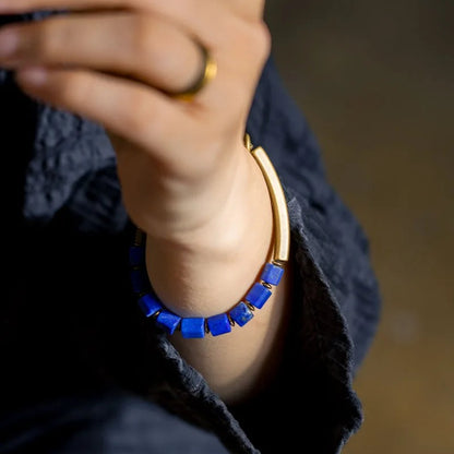 Bracelet Lapis Lazuli Perles Laiton Doré