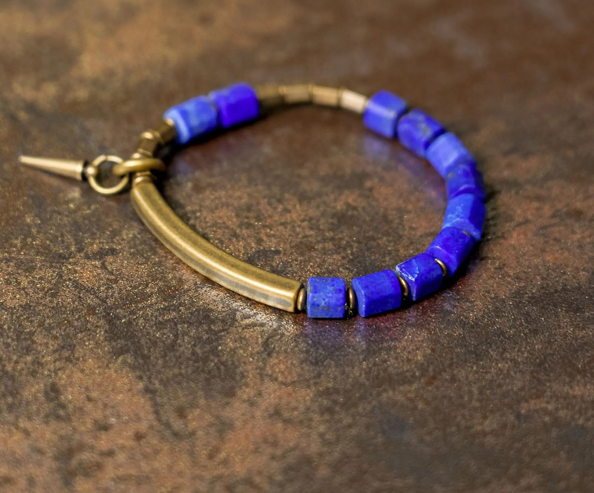 Bracelet Lapis Lazuli Perles Laiton Doré