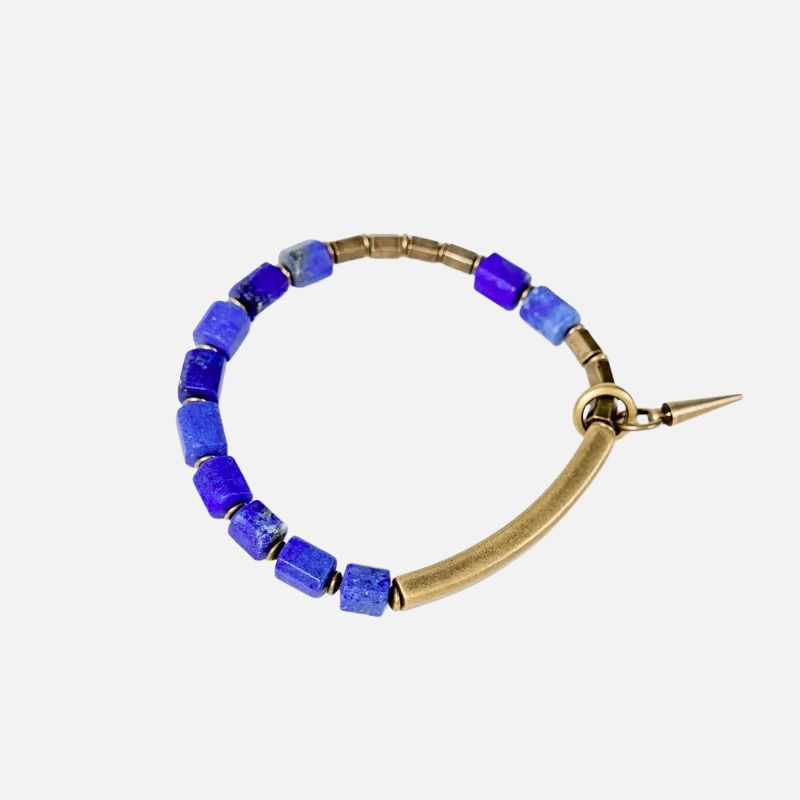 Bracelet Lapis Lazuli Perles Laiton Doré
