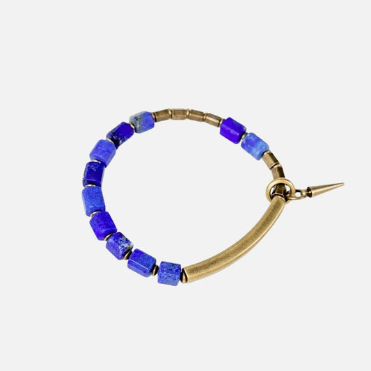 Bracelet Lapis Lazuli Perles Laiton Doré