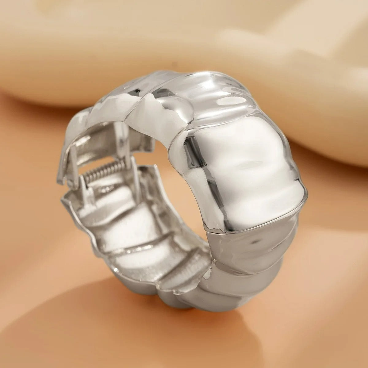 Bracelet Large Femme Argenté Sculptural – Lot de 3