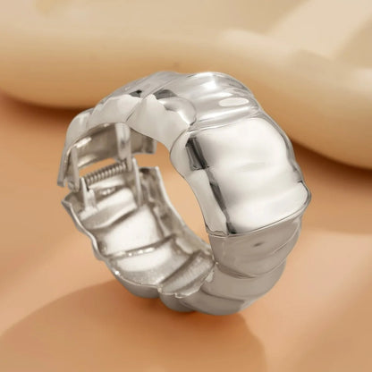 Bracelet Large Femme Argenté Sculptural – Lot de 3