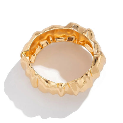 Bracelet Large Femme Doré Sculptural – Lot de 3
