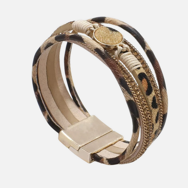 Bracelet Léopard Bohème en Cuir