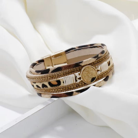 Bracelet Léopard Bohème en Cuir