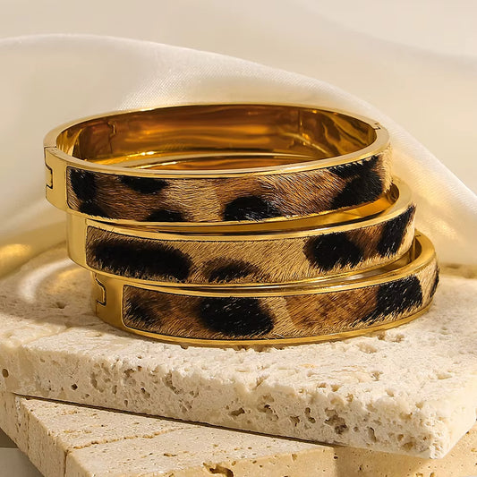 Bracelet Léopard Chic en Acier Inoxydable