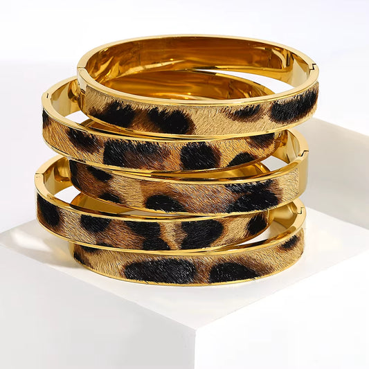 Bracelet Léopard Chic en Acier Inoxydable