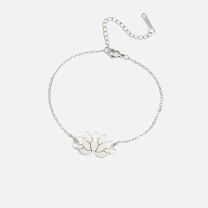 Bracelet Lotus Femme Fin En Acier Inoxydable Porte-Bonheur