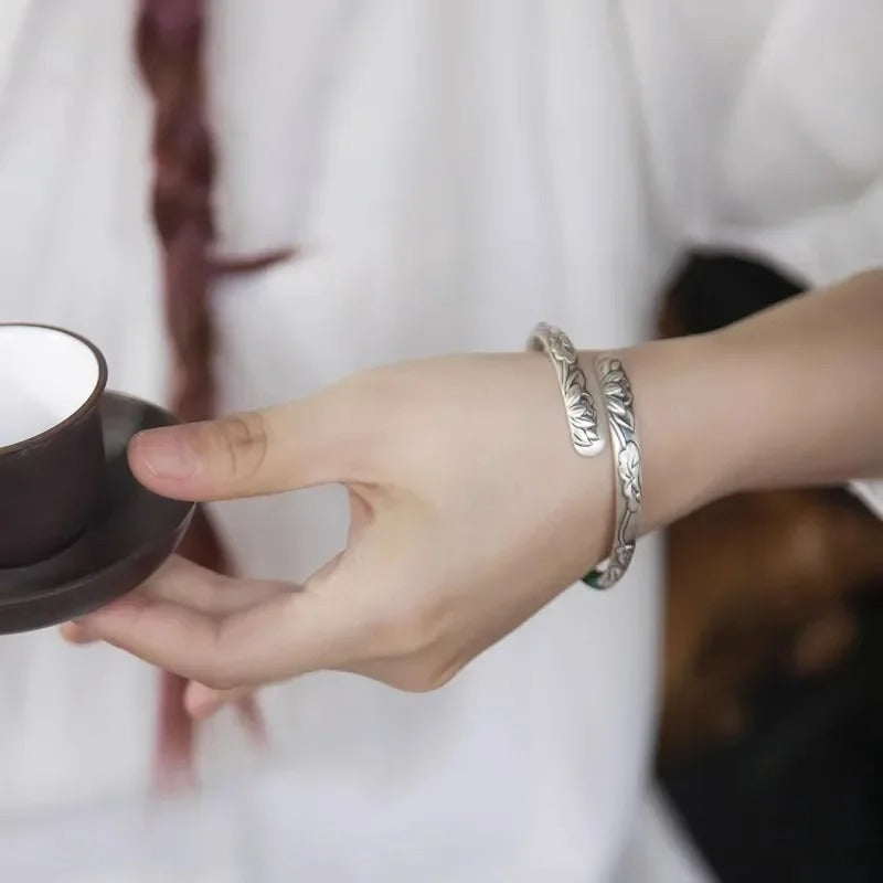 Bracelet Lotus Femme Gravé Sérénité