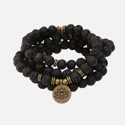 Bracelet Lotus Homme Perles de Lave