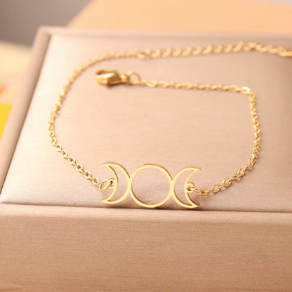 Bracelet Lune Maille Fine en Acier Inoxydable