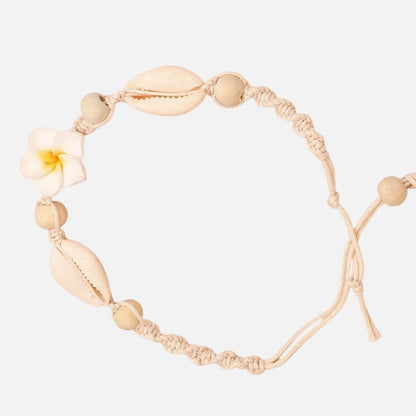 Bracelet Macramé Fleur Frangipanier Coquillages