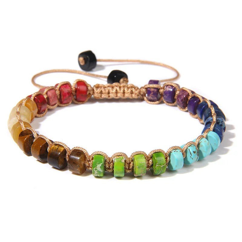 Bracelet Macramé Pierre Rondelles Plates