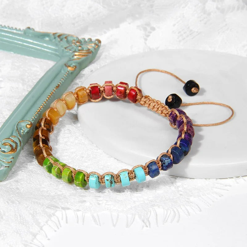 Bracelet Macramé Pierre Rondelles Plates