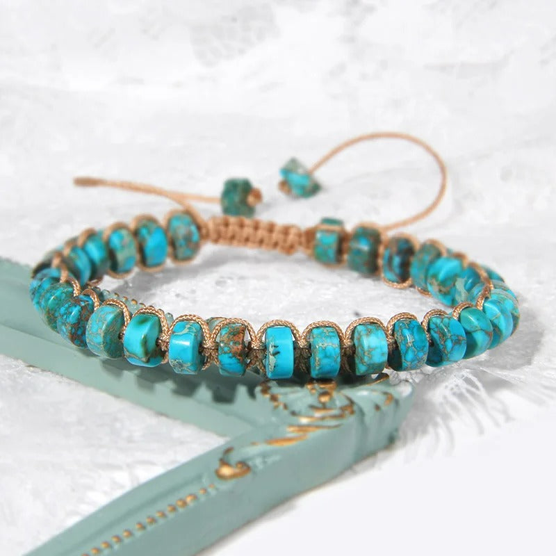 Bracelet Macramé Pierre Rondelles Plates