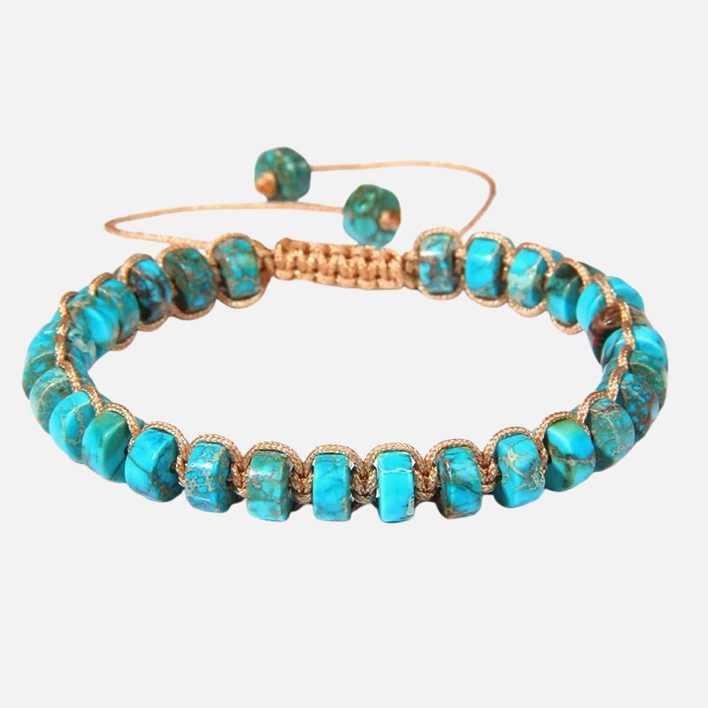 Bracelet Macramé Pierre Rondelles Plates